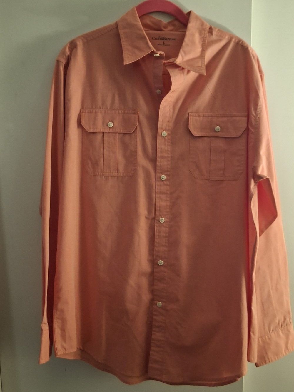 Croft & Barrow Men's Orange Button-Down Shirt with Chest Pockets